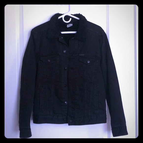 black denim jacket wool lining